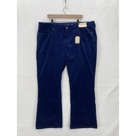 St. John's Bay Pants Womens 24W Navy Flare High Rise Corduroy Secretly Slender - Picture 1 of 16